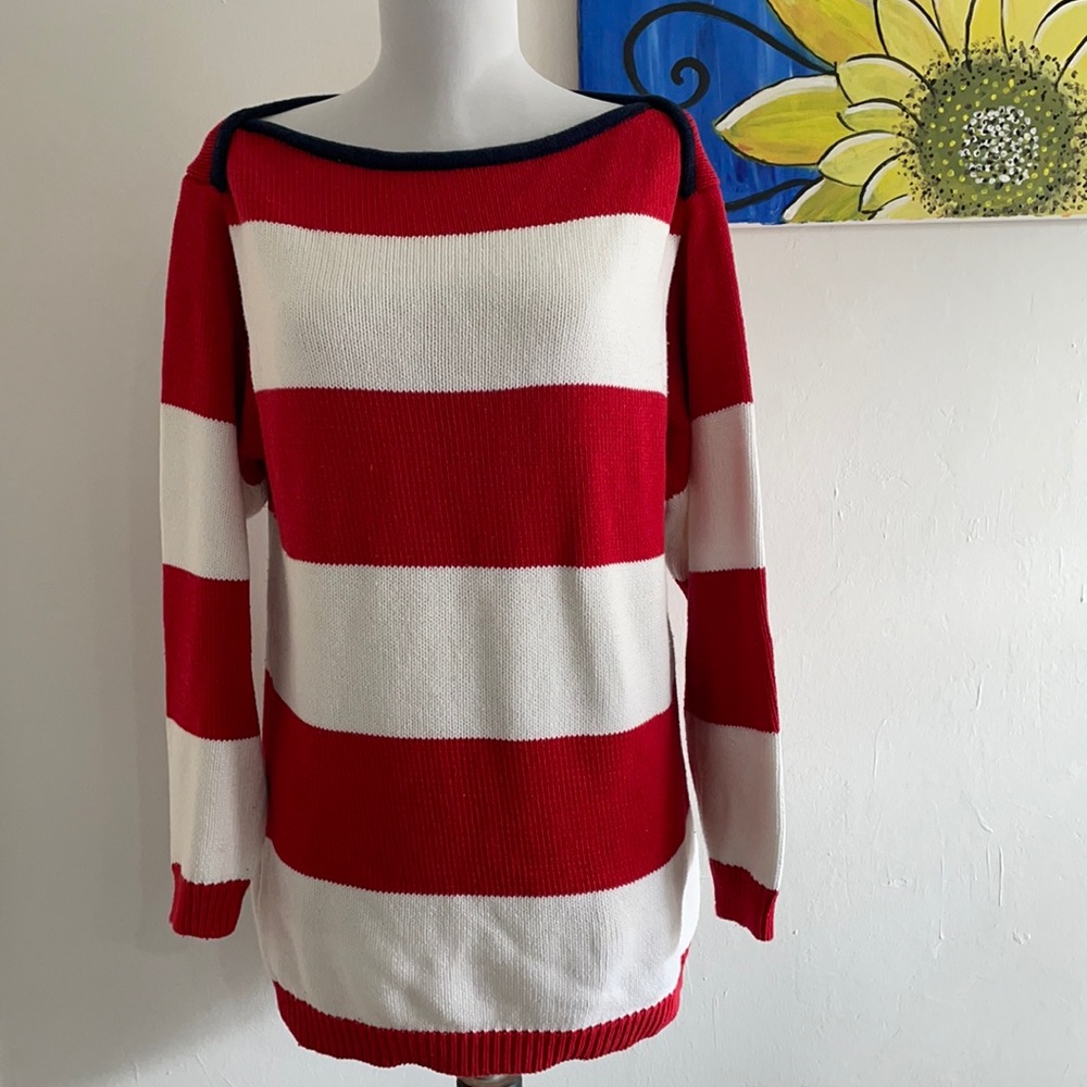 Tommy Hilfiger 100% cotton-knit boat neck sweater-vintage
